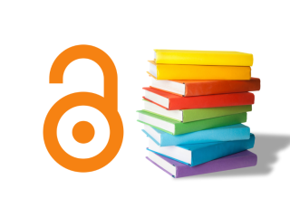 Open Access symbol and stack of books