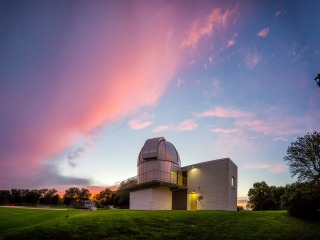 The Grant Gale Observatory pictured at sunset.