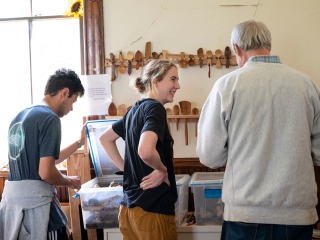 people at woodcarving class