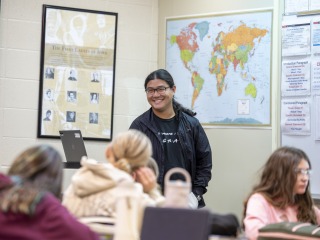 Graham Sundstrom ‘25 teaches Social Studies at the Middle School