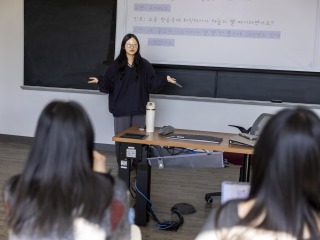 Rosy Bang '26 leads a Korean language course as part of the Alternate Language Study Option. 
