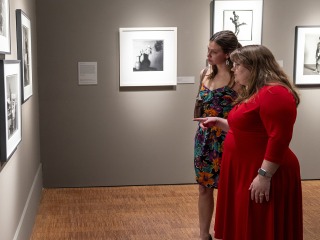 students looking at exhibit