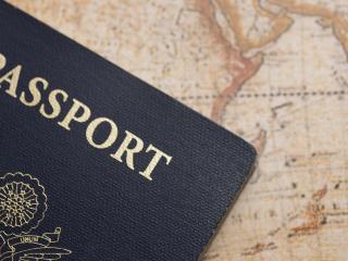 Passport on map