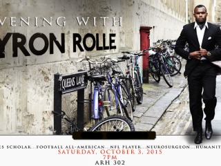 Poster advertising an evening with Myron Rolle 