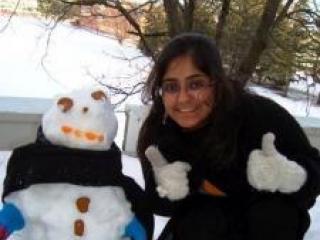 Snowperson and real person