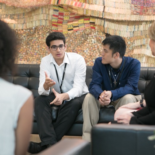 Kirtimay Pendse ’19 at UNAIDS with fellow interns and Panama's first lady