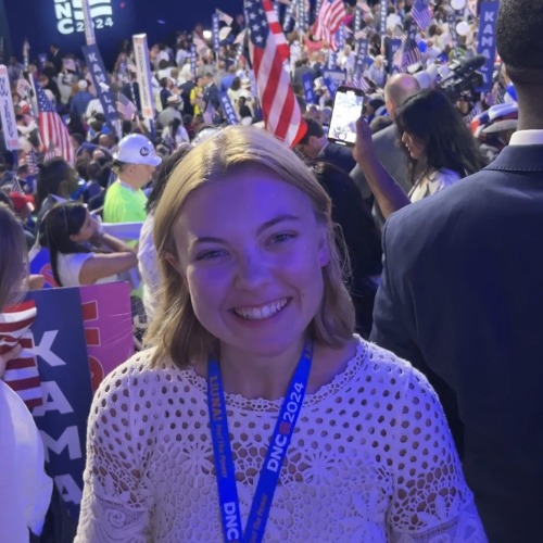 Tatum Watkins '27 at the Democratic National Convention.
