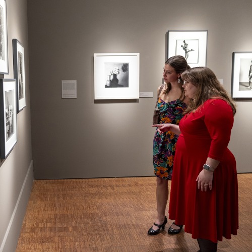 students looking at exhibit