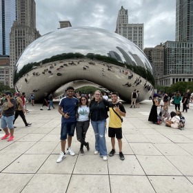 Grinnellians at the Bean sculpture in Chicago
