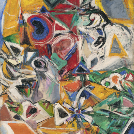 Abstract painting by the artist Mercedes Matter.