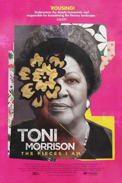 Toni Morrison documentary poster with flower over Toni's eye