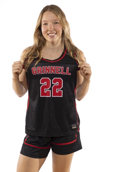 Skylar in her Grinnell basketball uniform