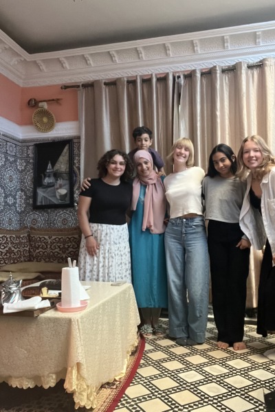 Skylar with a group of friends in Morocco
