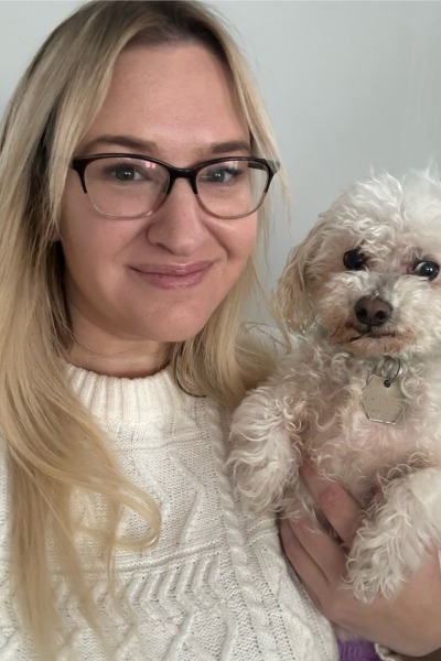Dean for Health and Wellness Beth Perlman with her dog, Finley