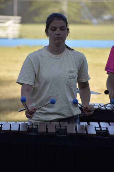 Marissa Goffman '24 practicing with the with Drum Corps International ensemble..